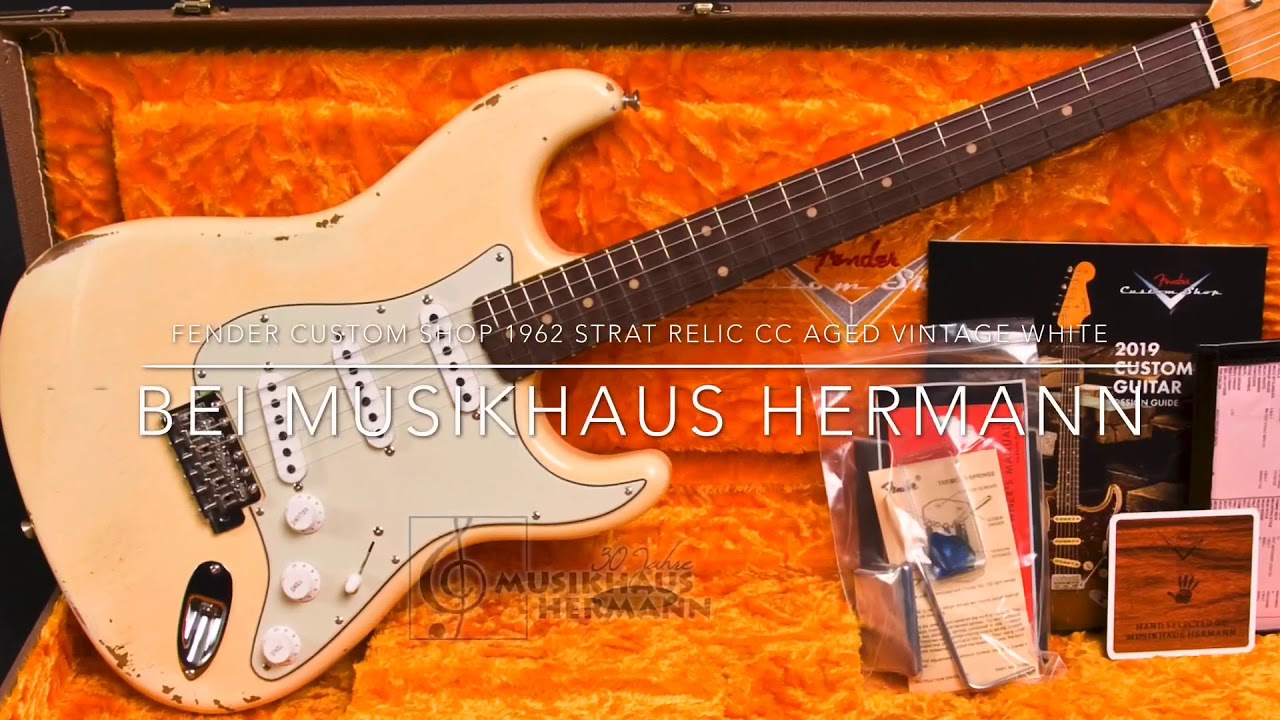 Fender Custom Shop 1962 Strat Relic CC Aged Vintage White - Pictures and Specs