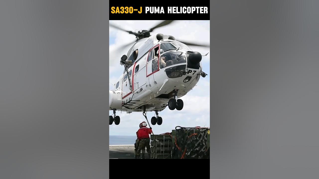 SA330 Puma Helicopter Quickly Lifts Pallet of Ordnance from USS Boxer # ...