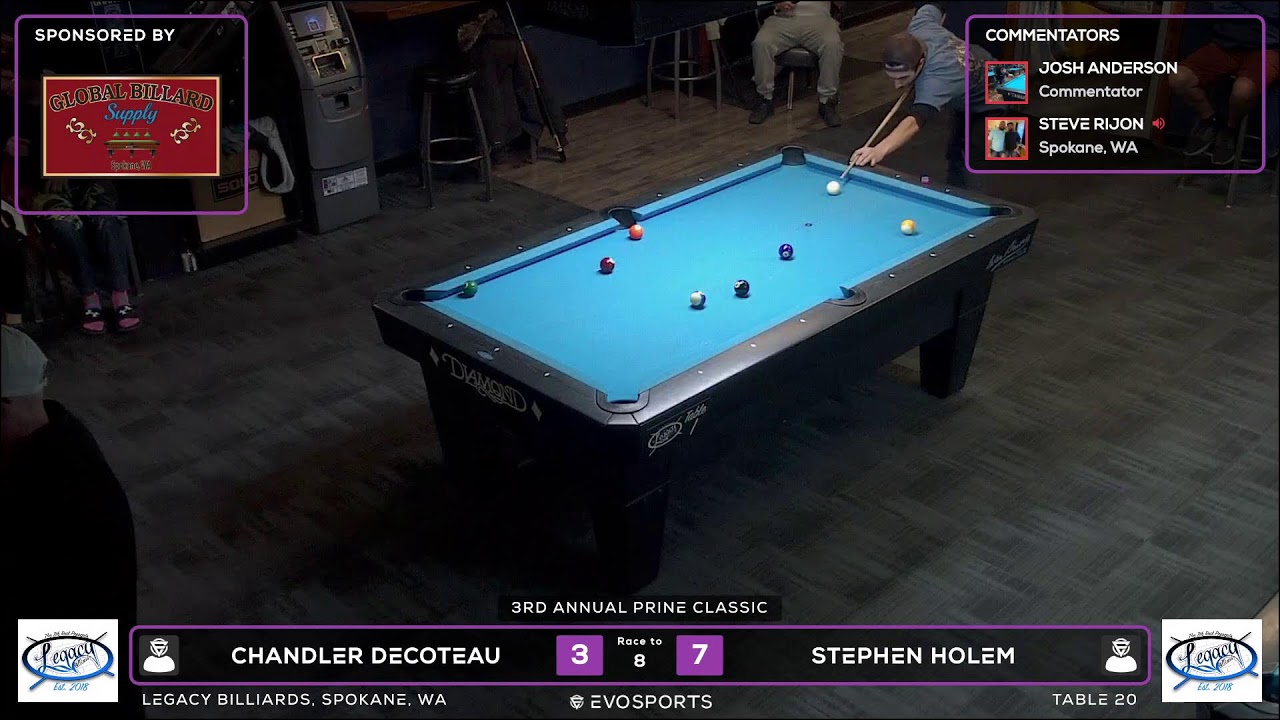 CHANDLER DECOTEAU vs STEPHEN HOLEM - LEGACY BILLIARDS - TABLE 20 | EvoSports
