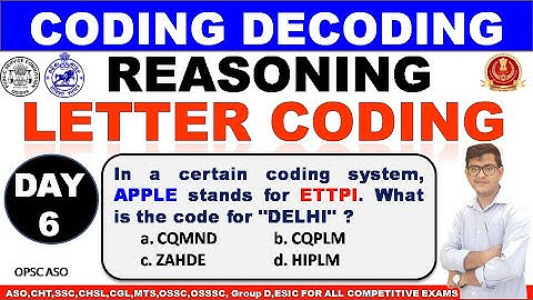 Coding Decoding Reasoning Concepts/ Letter Coding/Coding Decoding Reasoning Tricks/All Types/ASO,SSC