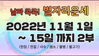 [고전 점성학]22년 11월 1일~15일 까지 보름 별자리 운세 2부 (천칭자리부터 물고기자리까지)