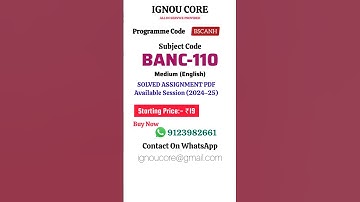 BANC 110 Solved Assignment PDF 2024-25 in English, BSCANH program BANC-110 Solved assignments
