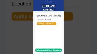 Zexovo | SDE 1 Intern (Java and AWS) | Off Campus 2026 | Apply Now | Remote