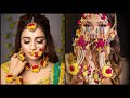 Beautiful Haldi Makeup Ideas/Floral Jewellery Design For Haldi/Haldi Jewellery and Makeover