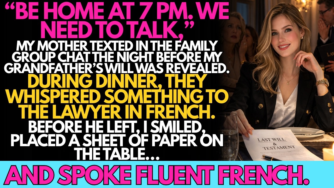 My parents whispered in French about his will—before he left, I smiled... then spoke fluent French!!