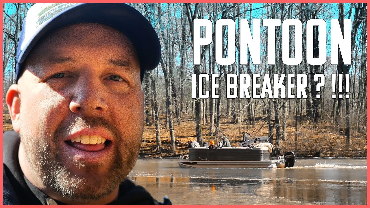 Breaking ice on the river with a pontoon boat YouTube