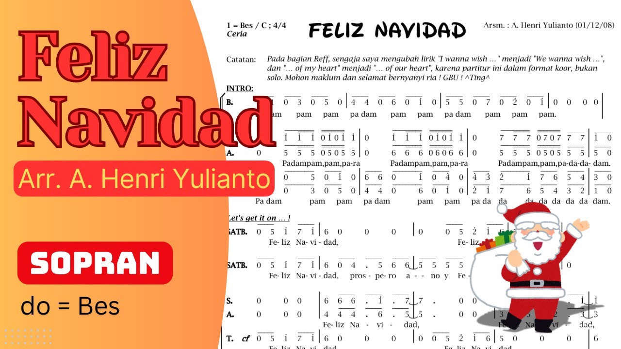 FELIZ NAVIDAD – Lagu Natal Paduan Suara (SOPRAN) | Arr. Henri Yulianto | Choir Practice