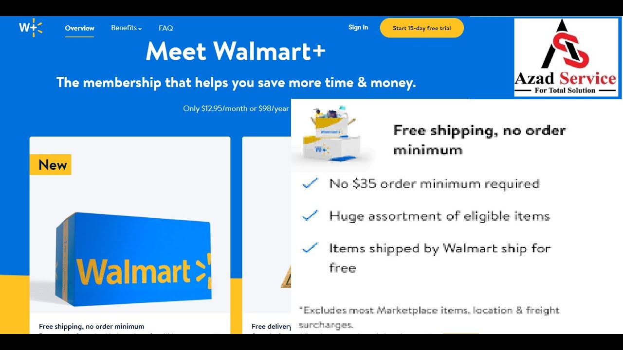 Walmart Plus Free shipping no order minimum / Walmart’s New PLUS