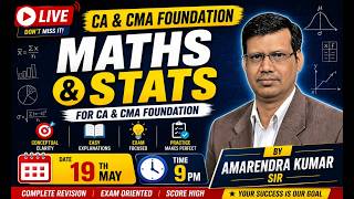 CA & CMA Foundation Maths & Statistics REGRESSION | EXAM 2026