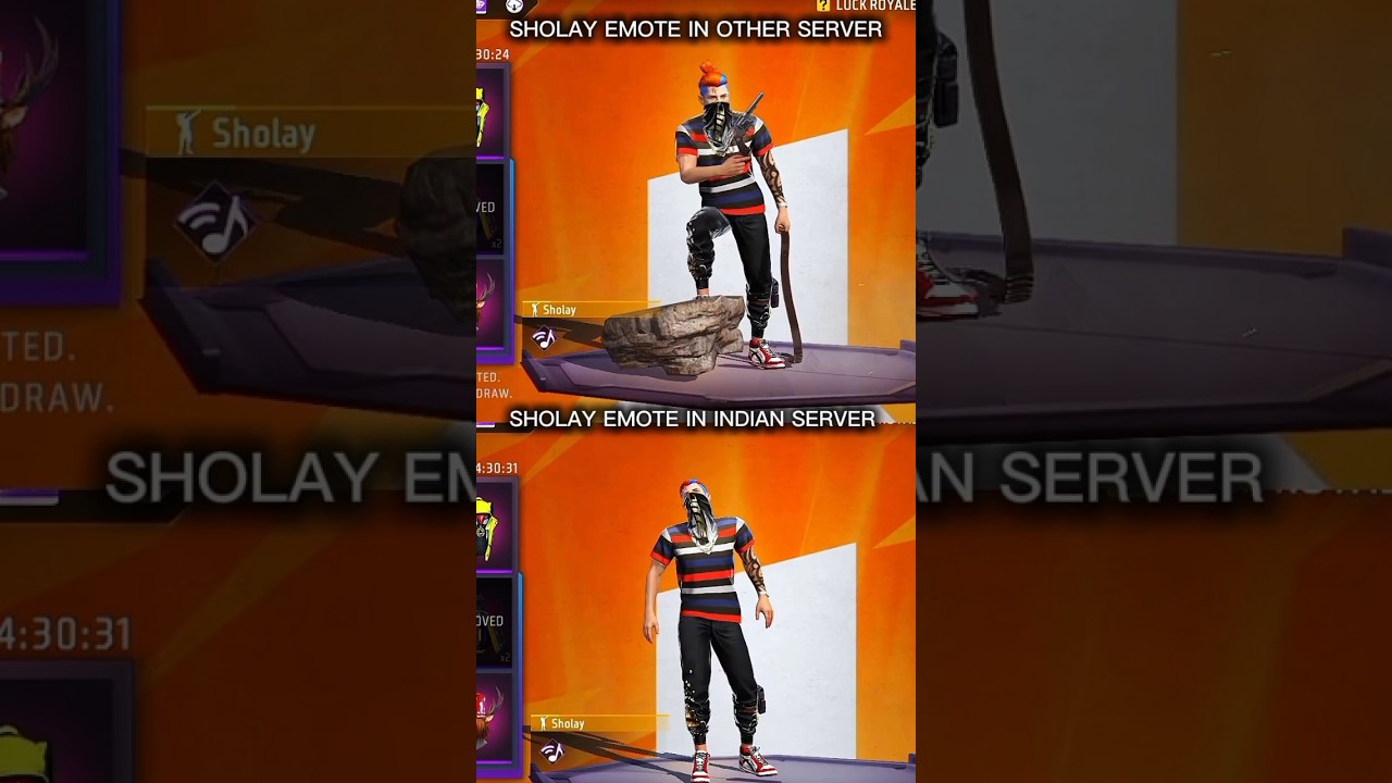 Sholay emote in other server vs Indian server☠️😅 