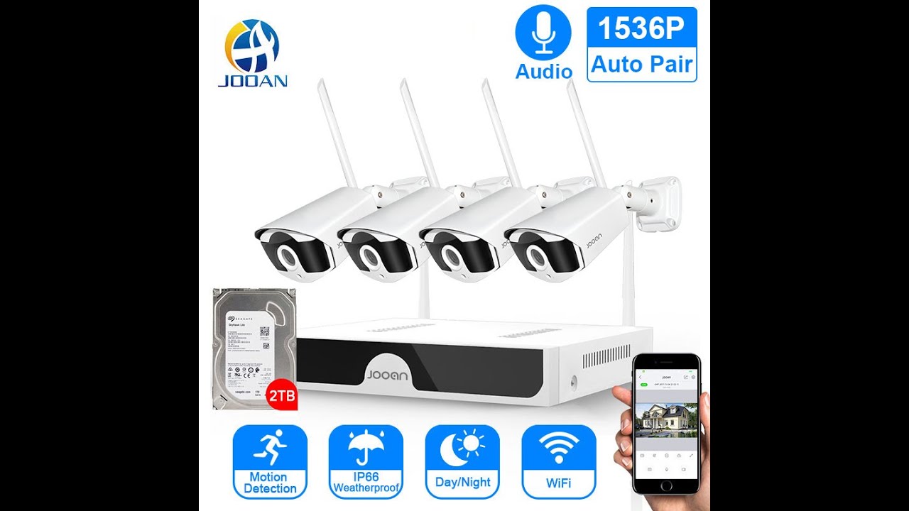 Jooan 8CH 1536P CCTV Wireless System Audio Record