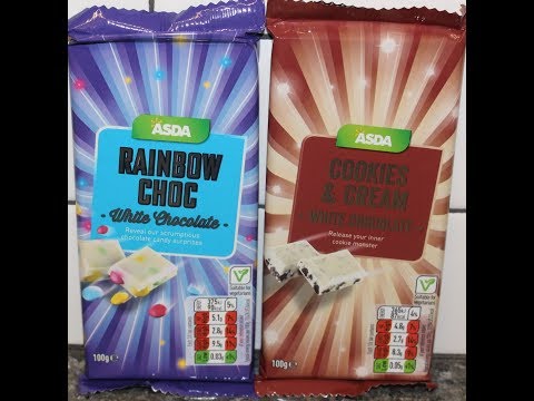 ASDA White Chocolate: Rainbow Choc and Cookies & Cream Candy Bar Review