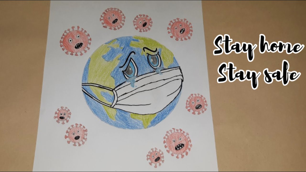 Drawing of Coronavirus Poster | save earth from COVID19 poster | Awareness Safety Poster