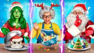 Concours De Nourriture Grand-Mère Vs Le Grinch Vs Le Père Noël