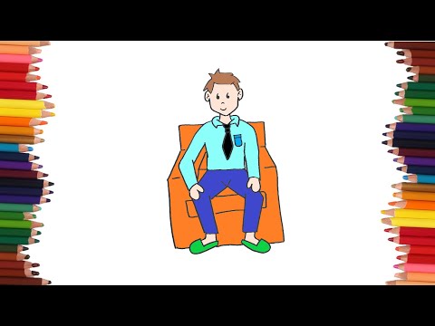 Como dibujar una persona sentada en un sillon | Dibujos faciles