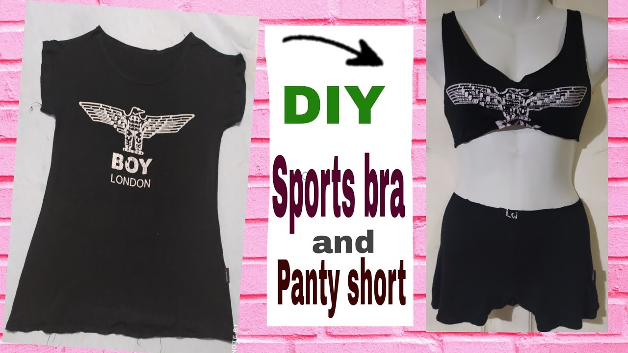 recycleideas DIY Sports Bra and Panty Short /Reuse Shirt Transformation  Ideas 