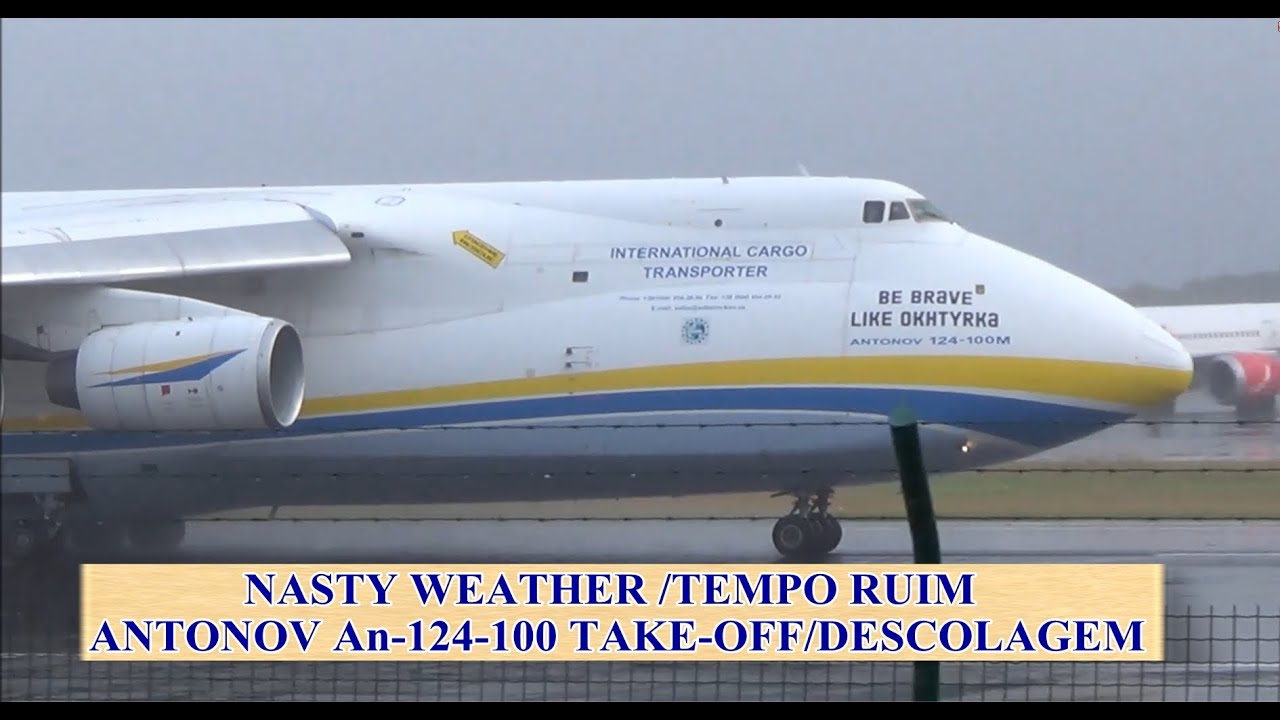 ANTONOV An124100 NASTY WEATHER TAKEOFF from Lajes Terceira Azores