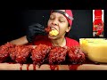 ASMR CHEESY NUCLEAR FIRE FRIED CHICKEN MUKBANG (No Talking) COOKING & EATING SOUNDS