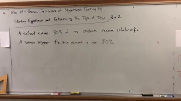 HW 19 (4) Basic Principles of Hypothesis Testing - Stating Hypotheses; Determining Type of Test (2)