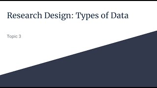 Topic 3: Types of Data