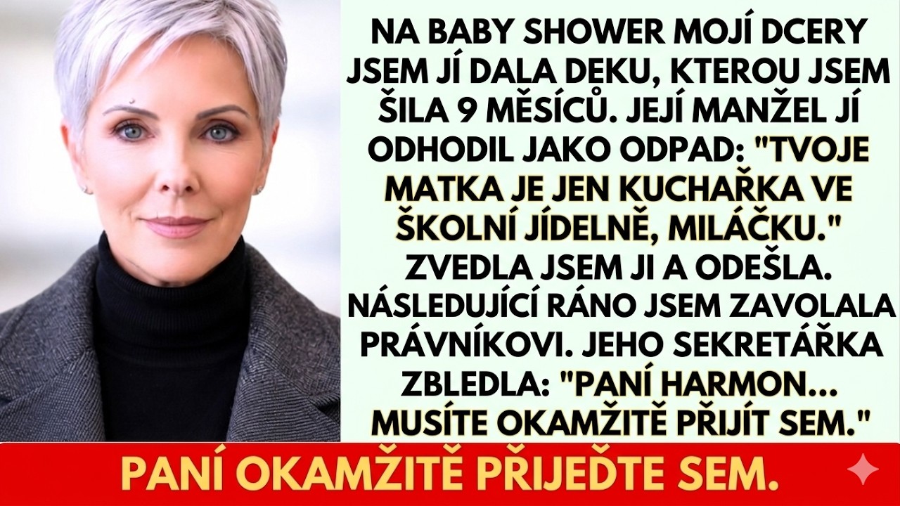 Moje dcera mlčela, když její manžel hodil na zem deku, kterou jsem šila devět měsíců. „Vypadá to jako odpad z trhu,“ řekl přede všemi. „Tvoje matka je jen kuchařka ze školní jídelny.“ Nikdo se mě...