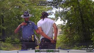 Attempt to flee from police checkpoint at over 100 MPH  Pursuit into woods. Watch & see why he ran!