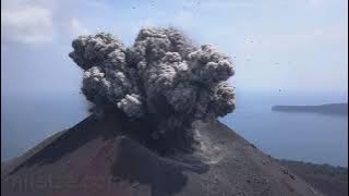 Krakatau volcano - spectacular explosions at day and night