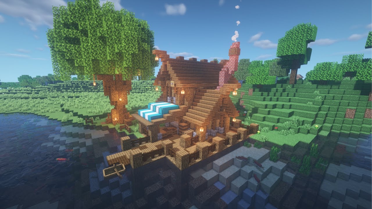 Minecraft  Como Construir Uma Casa Medieval no Lago 