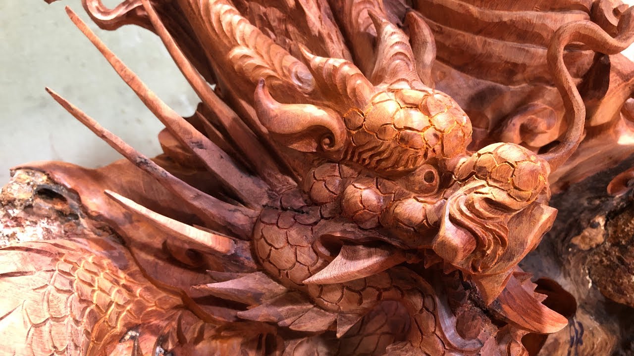 Amazing Asian Dragon Wood Carving Part 1 | Woodworking art