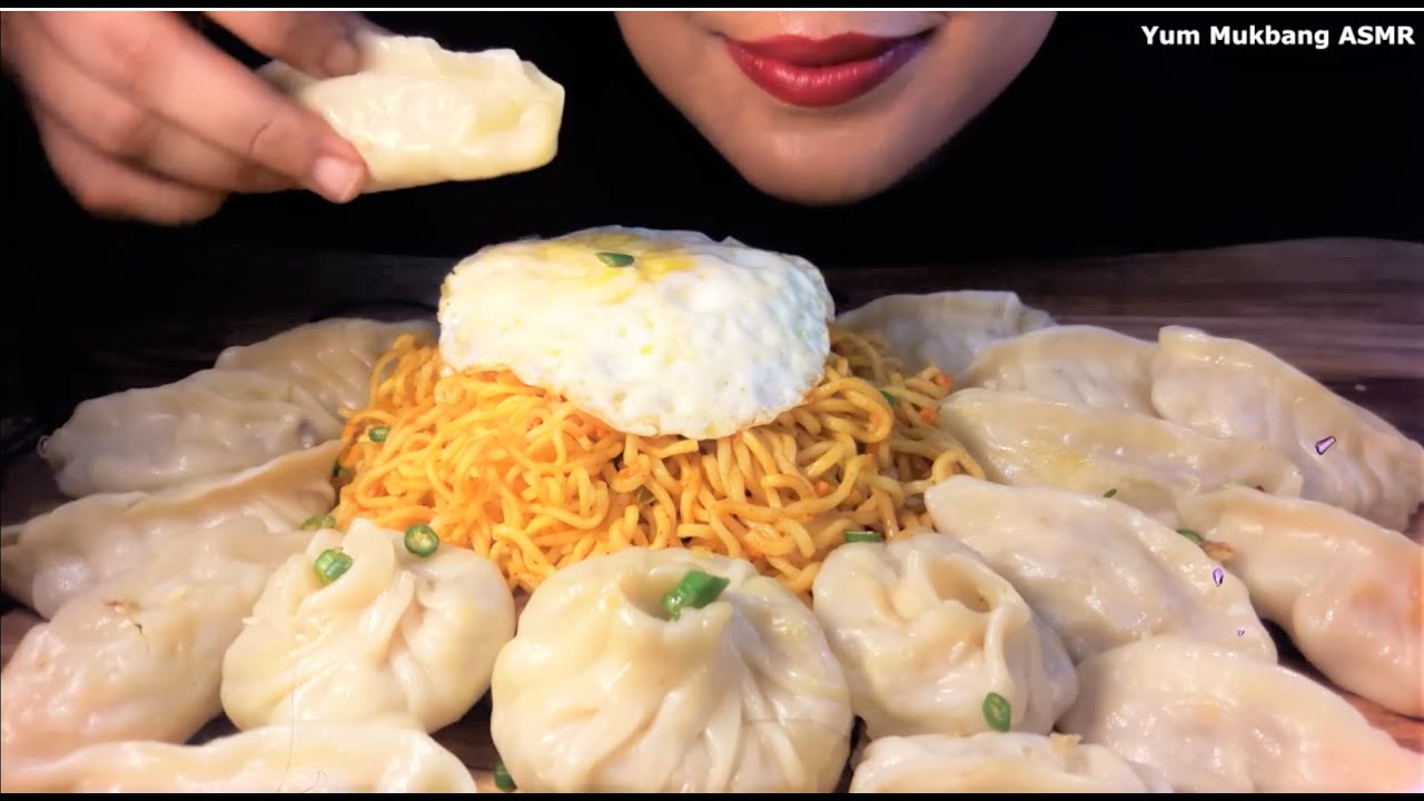 ASMR:MOMO AND NOODLES EATING |MUKBANG|#eating #mukbang #eatingshow