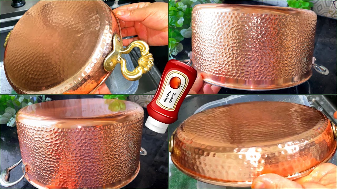 #تلميع النحاس الأحمر بمكون واحد فقط👌🏻ومتواجد في أي منزل💯🤩✨
