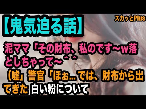 【鬼気迫る話】泥ママ「その財布、私のです〜ｗ落としちゃって～＾＾（嘘」警官「ほぉ    では、財布から出てきた白い粉について詳しくお話を伺いましょうか   」泥ママ「えっ！？」【スカッとPlus】