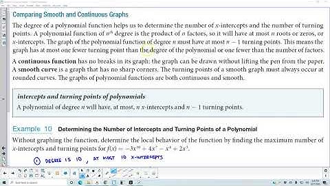Math 10 5.2 Example 10 Determining the Number of Intercepts and Turning Points of a Polynomial