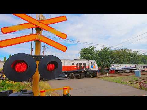 RAILWAY CROSSING Kompilasi 2 Kereta Melintas Langsung di Perlintasan Kereta Api