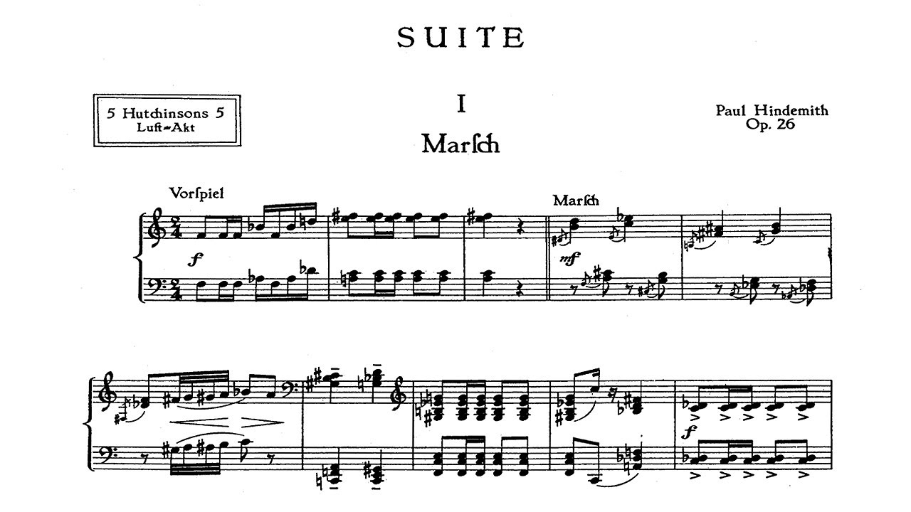 Hindemith: Suite 1922, Op.26 No. 1 - "March" - Bernhard Billeter, 1960 - MHS OR H-423/424