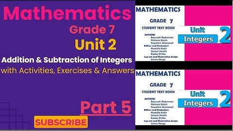 Grade 7 Mathematics Unit 2  #Part 2 Addition & Subtraction of Integers with Activity with Answers
