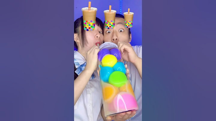 Rainbow Bubble Tea Emoji Food Challenge ASMR 🥵boba🧋 #asmr #mukbang #funny