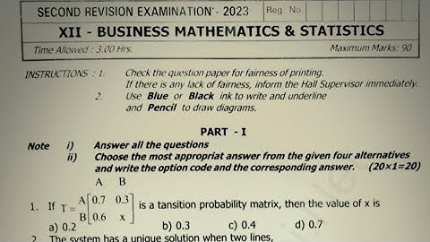 12th std business maths second revision exam question paper 2024