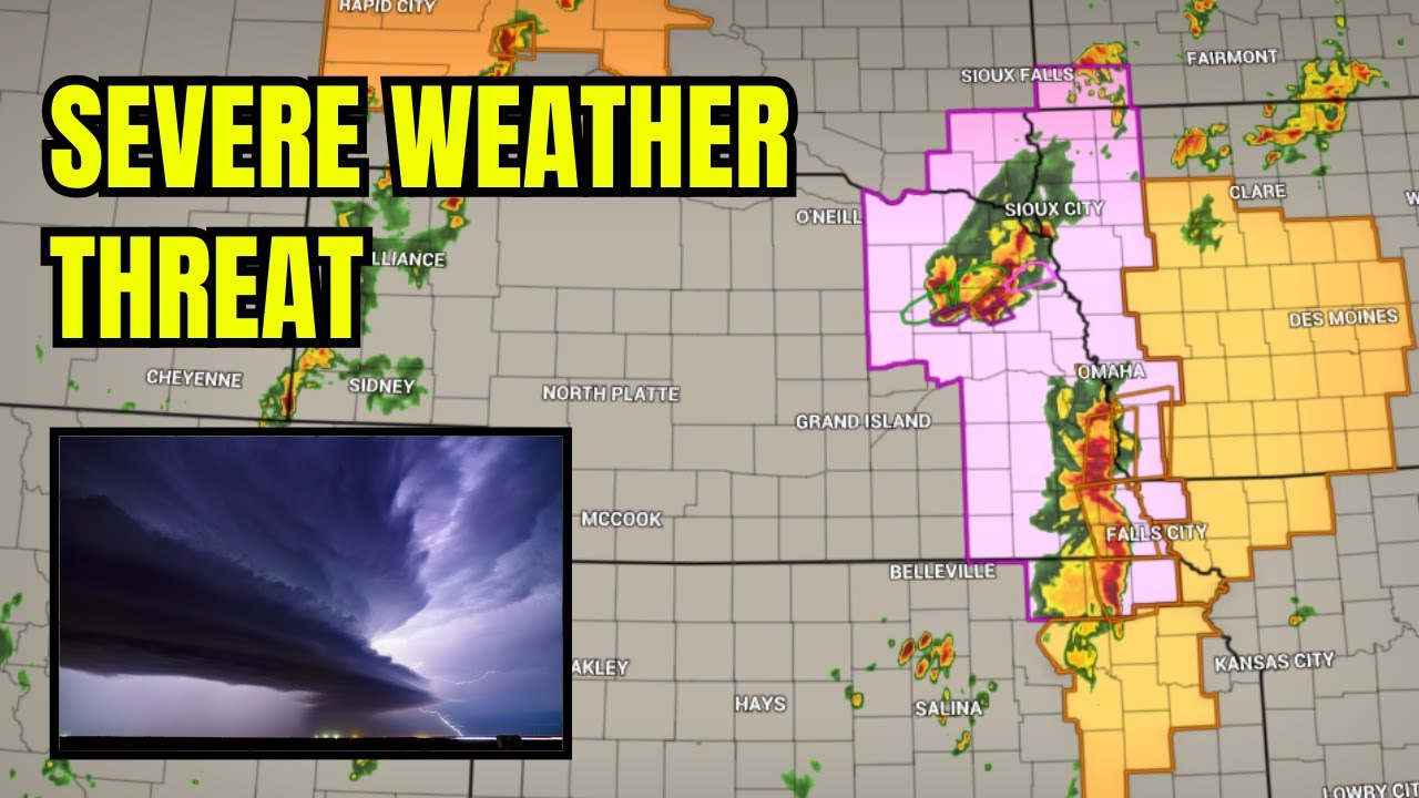 Severe storm threat across the central and northern Plains - YouTube