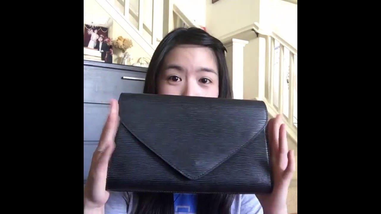 Louis Vuitton Black Epi Leather Art Deco Envelope Clutch.