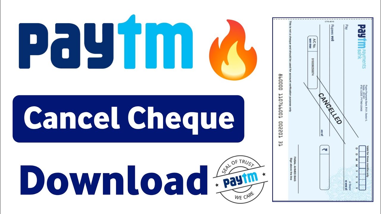 How to Download Paytm Cancel Cheque || Download paytm payment bank Cancel Cheque 