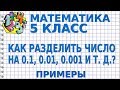 КАК РАЗДЕЛИТЬ ЧИСЛО НА 0.1, 0.01, 0.001 И Т. Д.? Примеры | МАТЕМАТИКА 5 класс