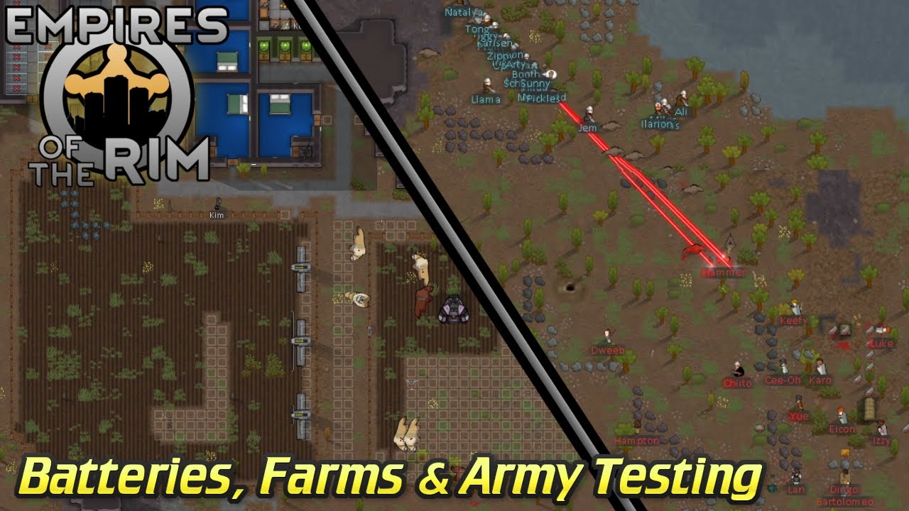 [45] Army Testing, Farms & Batteries RimWorld 1.1 Royalty Empires Of The Rim YouTube