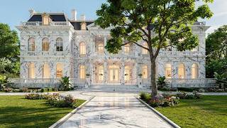 Modern Luxury Mansion Front Elevation Ideas | Creamy White & Beige Marble House Designs screenshot 5