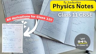 Physics Notes + DERIVATIONS Class 11 CBSE *Handwritten* | Physics derivations Class 11