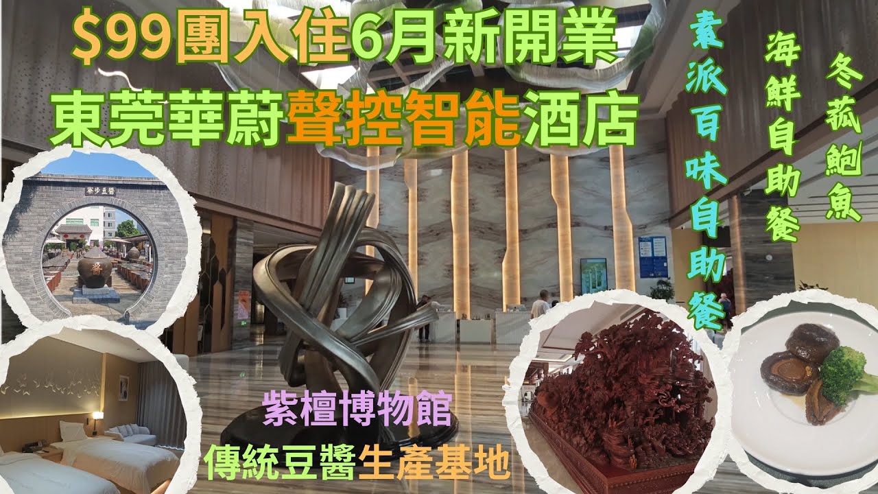 領華$99東莞華蔚智能酒店兩天純玩團👍住今年6月重新裝修開業聲控智能房間😍食位上冬菇鮑魚早晚兩餐酒店自助餐👍素食百味自助餐 | 遊巨型彌勒佛紫檀博物館 | 參觀傳統豆醬生產基地 | 4K畫質 CC字幕