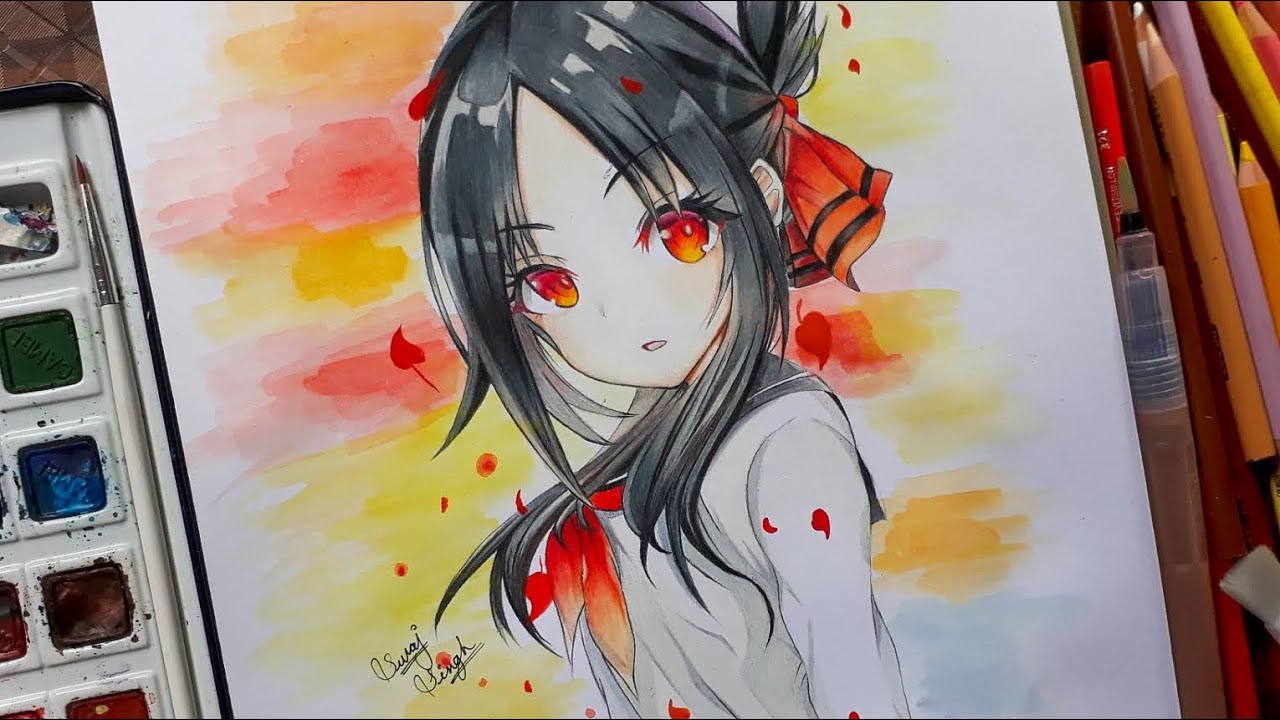 Kaguya Sama Fan Art | Pencil Color Drawing | ss_art1 - YouTube