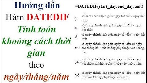 Hướng dẫn sử dụng hàm DATEDIF (tính khoảng cách thời gian theo ngày/tháng/năm)