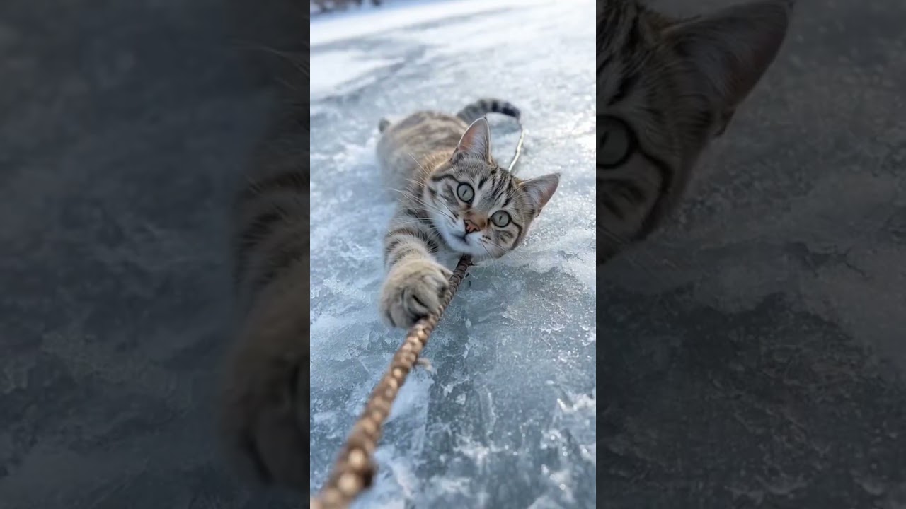 Funny cat in the snow mountain ⛰️ 🐱 