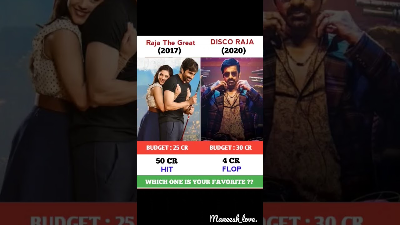 Raja The Great Vs Disco Raja Movie Comparison || Box Office Cecollection 
